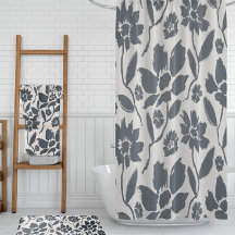 ダークエレガントブルーフローラクリームキャンバス