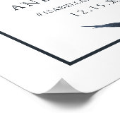 ダークエレガントブルーフローラ結婚のウェルカムサイン ポスター (角)