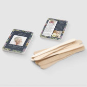 ダークエレガントブルーフローラ3写真葬儀プログラム ハンドファン (組立なし)