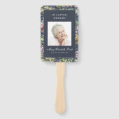 ダークエレガントブルーフローラ3写真葬儀プログラム ハンドファン (正面)