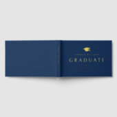 ダークエレガントブルー卒業キャップ卒業名 ゲストブック (全面)