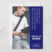 ダークエレガントブルー卒業招待状 招待状 (裏面)