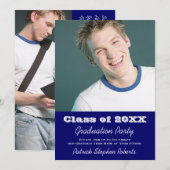 ダークエレガントブルー卒業招待状 招待状 (正面/裏面)