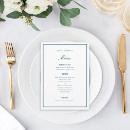 ダークエレガントブルー結婚のメニューカード メニュー