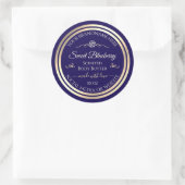 ダークエレガントブルー製品ラベル金ゴールドきらめくフレーム ラウンドシール (バッグ)