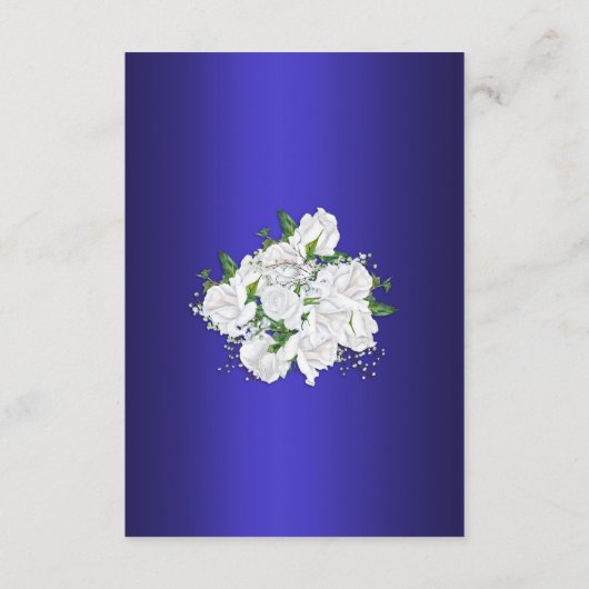 ダークエレガントブルー、ホワイトローゼウディングレセプション エンクロージャーカード (裏面)