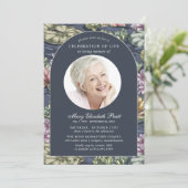 ダークエレガントブルー《植物》スイレン写真葬儀 招待状 (スタンド正面)