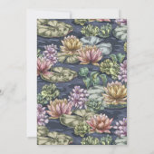 ダークエレガントブルー《植物》スイレン写真葬儀 招待状 (裏面)