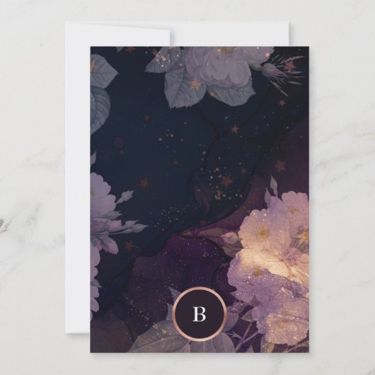 ダークエレガントボホフローラアーチバラ金ゴールドカップル 招待状 (裏面)