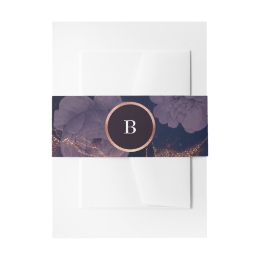 ダークエレガントボホフローラアーチバラ金ゴールド結婚ズ 招待状ベリーバンド (正面例)