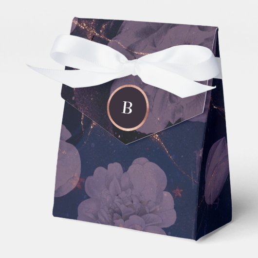 ダークエレガントボホフローラパープルバラ金ゴールド結婚ズ フェイバーボックス (正面サイド)