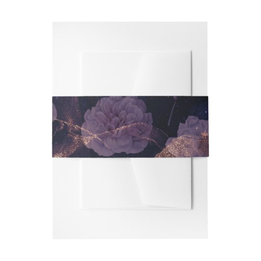 ダークエレガントボホフローラパープルバラ金ゴールド結婚ズ 招待状ベリーバンド (正面例)