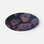 ダークエレガントボホーフローラパープルボタニカル結婚ズ ペーパープレート (アングル)