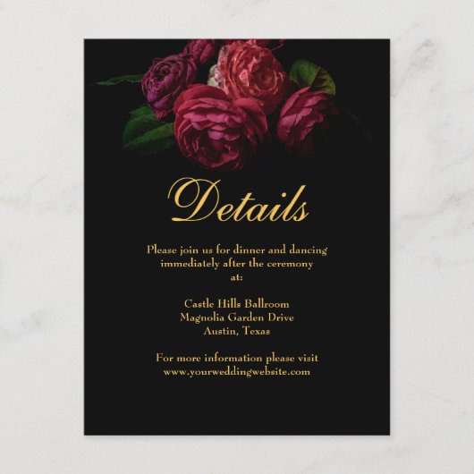 ダークエレガントムーディフローラゴシック結婚ズ詳細 エンクロージャーカード (正面)