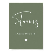 ダークエレガントモダンセージ緑の結婚式の引き出物標識