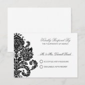 ダークエレガントラベンダーダマスクカスタマイズウェディングRS 出欠カード (正面/裏面)