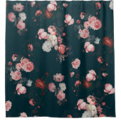 ダークエレガントリッチオランダフローラピンクローズ シャワーカーテン (正面)