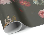 ダークエレガントリッチオランダフローラピンクローズ ラッピングペーパー (ロールコーナー)