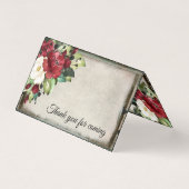 ダークエレガントレッドフローラ結婚ゴシックプレイスカード (裏面)