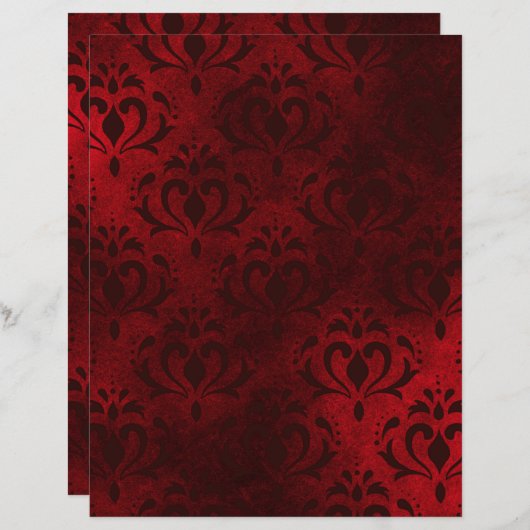 ダークエレガントレッドヴィンテージパターン（の模様が）あるスクラップブック紙 (正面/裏面)