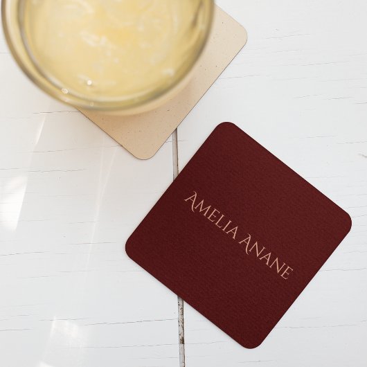 ダークエレガントレッド&赤面ピンクタイポグラフィ コースター