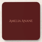 ダークエレガントレッド&赤面ピンクタイポグラフィ コースター (正面)