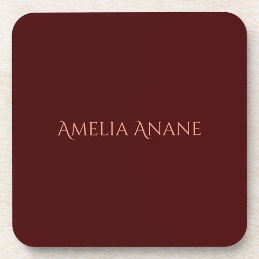 ダークエレガントレッド&赤面ピンクタイポグラフィ コースター (正面)