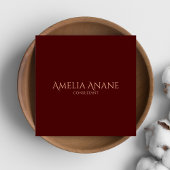 ダークエレガントレッド&赤面ピンクタイポグラフィ スクエア名刺