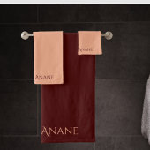 ダークエレガントレッド&赤面ピンクタイポグラフィ バスタオルセット