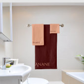 ダークエレガントレッド&赤面ピンクタイポグラフィ バスタオルセット