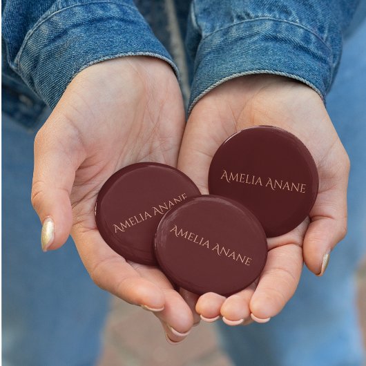 ダークエレガントレッド&赤面ピンクタイポグラフィ 缶バッジ