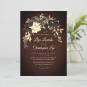 ダークエレガントロマンチック秋フローラ結婚ズ 招待状 (スタンド正面)