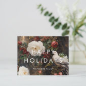 ダークエレガントヴィンテージミニマリストハッピーホリデー シーズンポストカード (スタンド正面)