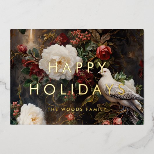 ダークエレガントヴィンテージミニマリストハッピーホリデー 箔シーズンカード (正面)