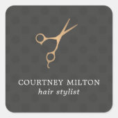 ダークエレガント点々のあるフェイク金ゴールドシザー美容師 スクエアシール (正面)