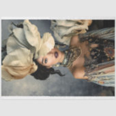 ダークエレガント美しい、ムーディブルー花模様 薄葉紙 (正面)