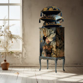 ダークエレガント美しい、ムーディブルー花模様 薄葉紙