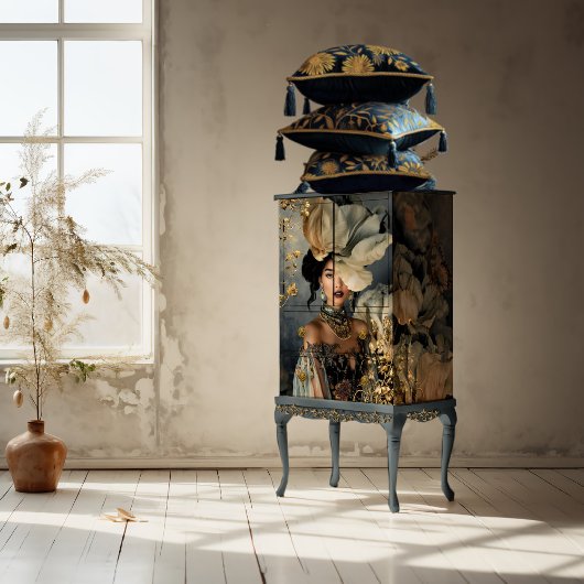 ダークエレガント美しい、ムーディブルー花模様 薄葉紙