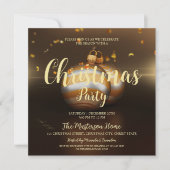 ダークエレガント金ゴールドクリスマスパーティの招待状 招待状 (正面)