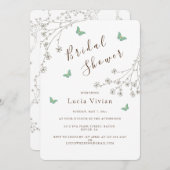 ダークエレガント金ゴールドバタフライブライダルシャワー 招待状 (正面/裏面)