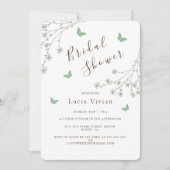 ダークエレガント金ゴールドバタフライブライダルシャワー 招待状 (正面)