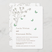 ダークエレガント金ゴールドバタフライ結婚式招待状 招待状 (正面/裏面)