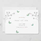 ダークエレガント金ゴールド蝶の日付を保存 招待状 (正面)