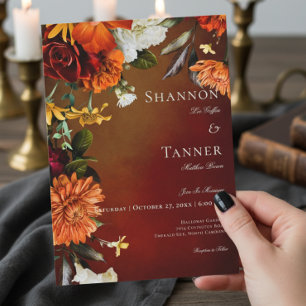 ダークエレガント サマーサンセット フローラル ウェディング 招待状