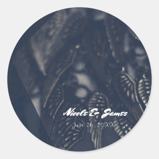 ダークエンジェルウィングスゴシックグラムパーソナライズされたの好意 ラウンドシール (正面)