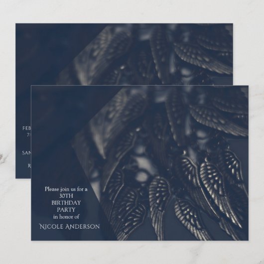 ダークエンジェルウィングス ゴシックラグジュアリーパーティー招待状 招待状 (正面/裏面)