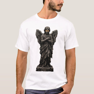 ダークエンジェル像 ゴシックファンタジー 発光アイ アート Tシャツ