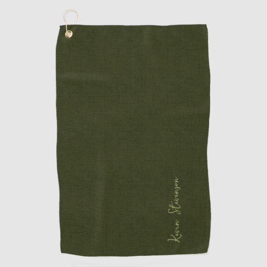 ダークオリーブのテクスチャ ゴルフタオル (正面)