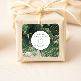 ダークオリーブグリーンエメラルドジェムストン結婚ズ スクエアシール