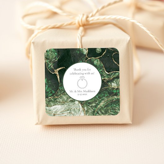 ダークオリーブグリーンエメラルドジェムストン結婚ズ スクエアシール